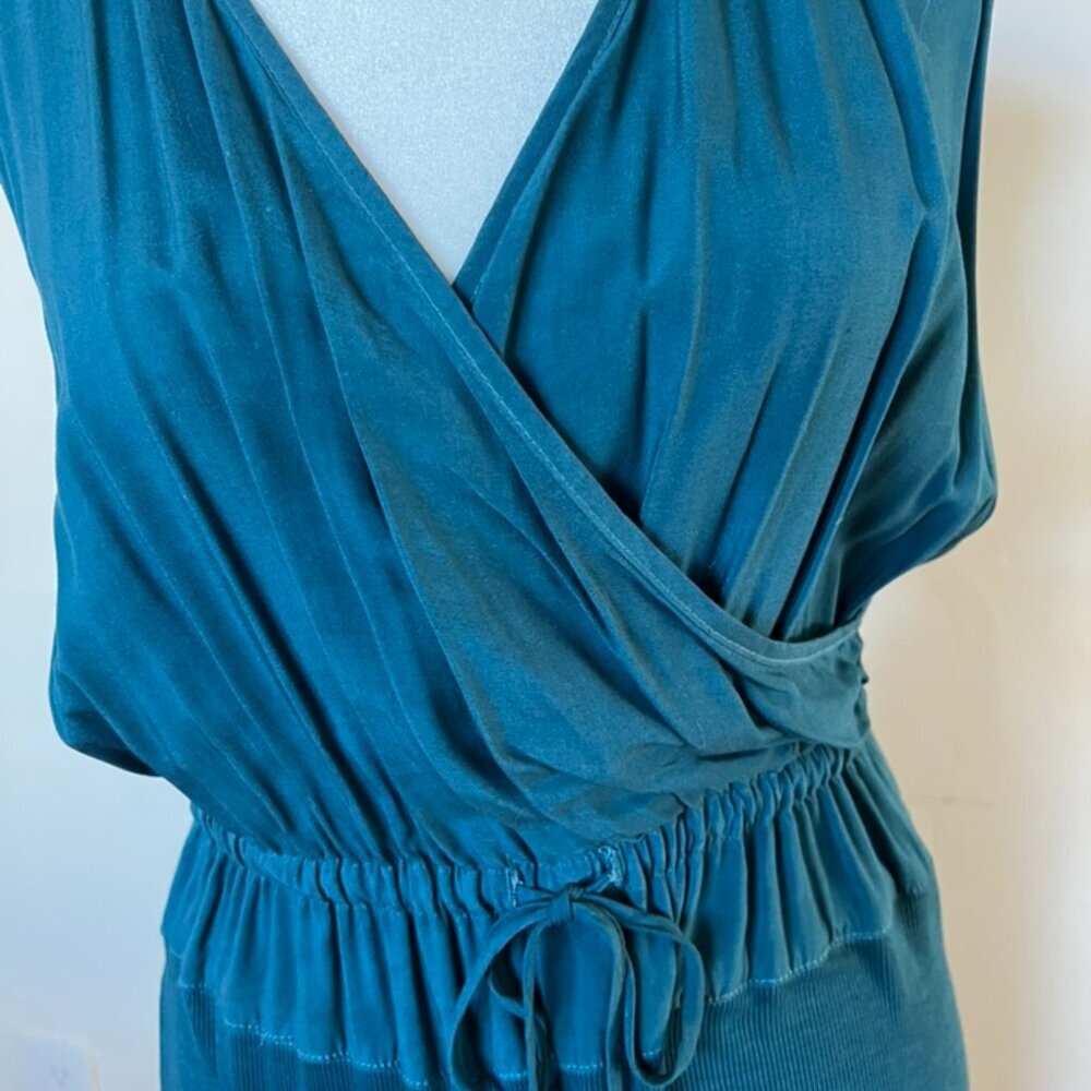 Splendid Faux Wrap V Neck Floor Length Romantic Flattering Waist Dress Resort - Picture 8 of 11